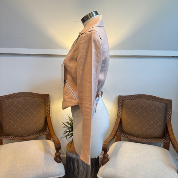 NWT Veronica Beard Pink Linen Moto Jacket - Picture 3 of 14
